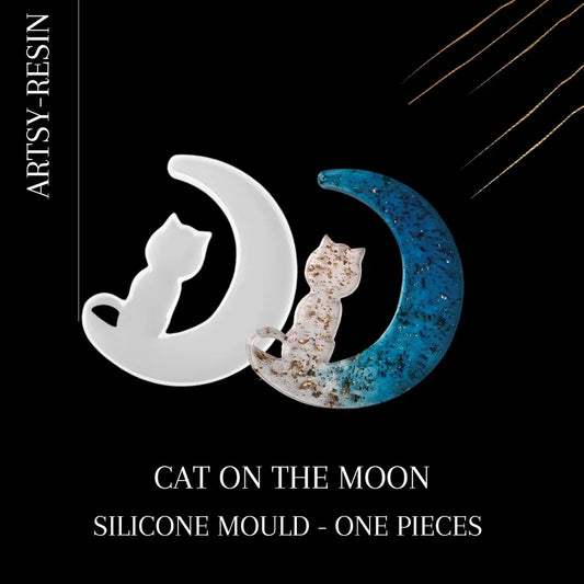 2 cats & Angel on the moon mold